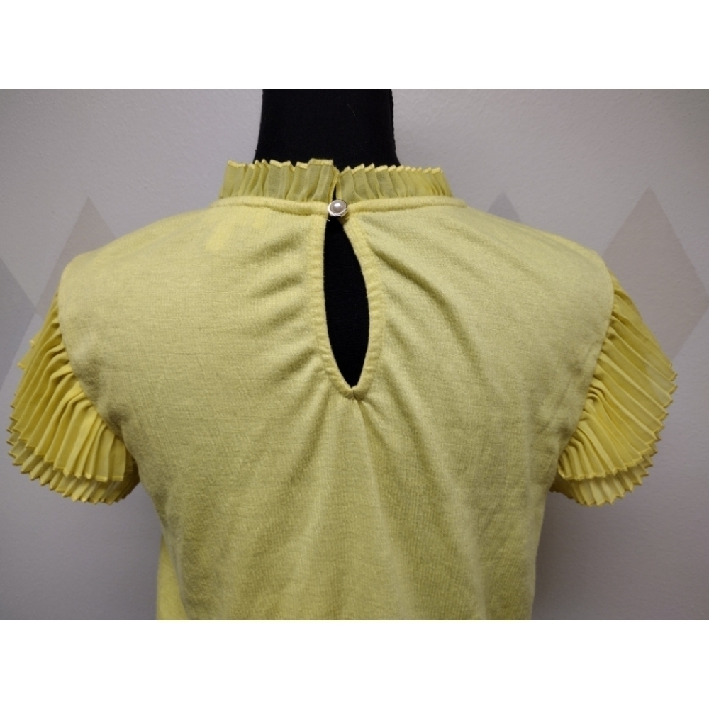 Meraki Lemon Yellow Top With Flutter Sleeves - image 3